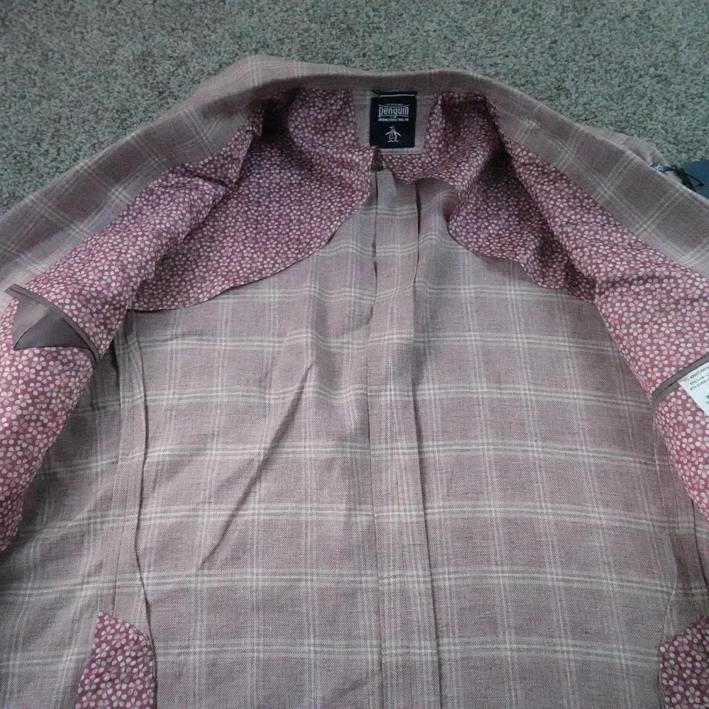 NEW Penguin Blazer Mens 50 Pink Linen Cotton Unstructured Sport Coat Suit Jacket